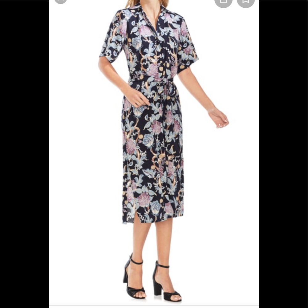 Vince Camuto Poetic Blooms Belted Shirtdress SZ S